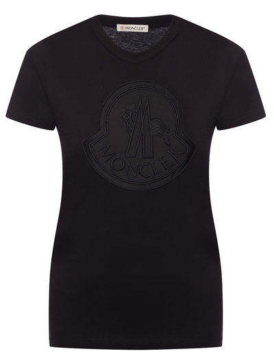 Moncler Ladies Logo Patch T-shirt In Black