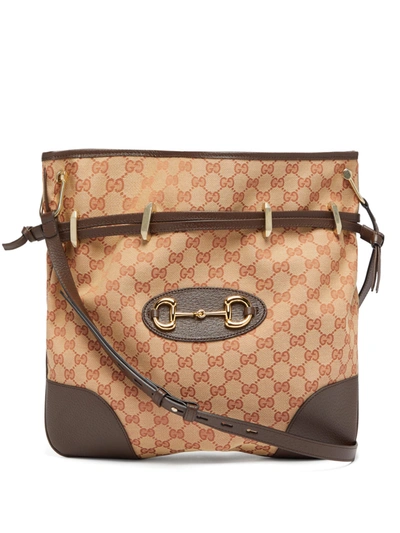 Gucci 1955 Horsebit Gg-jacquard Shoulder Bag In Brown