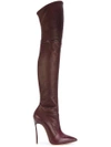Casadei Thigh Length Stiletto Boots - Red