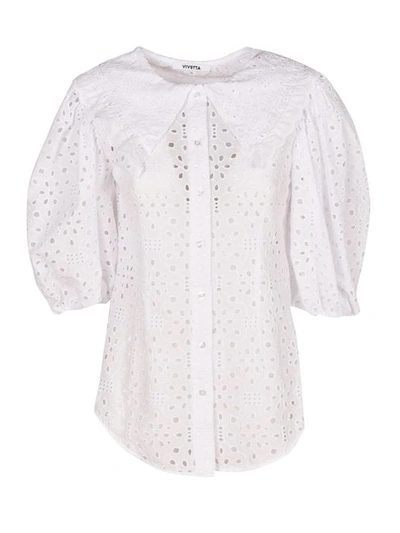 Vivetta Perforated Balloon-sleeved Shirt In White