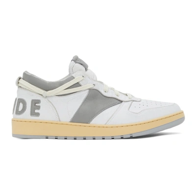 Rhude Rhecess Logo-appliquéd Distressed Leather Slip-on Sneakers In White