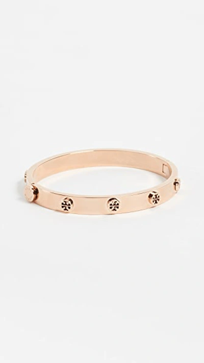 Tory Burch Miller Stud Gold-toned Stainless-steel Bracelet In Rose