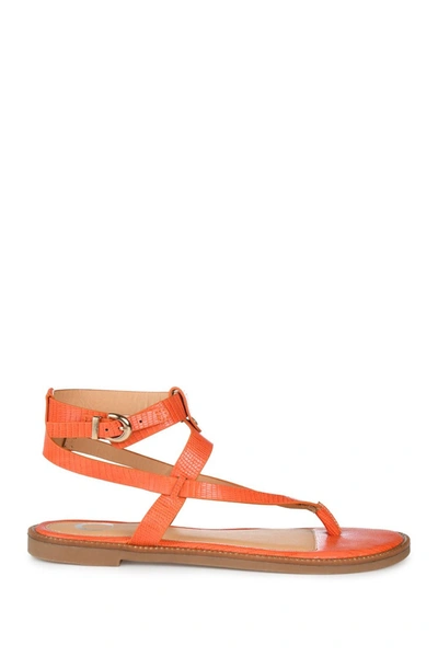 Journee Collection Tangie Lizard Embossed Thong Sandal In Orange