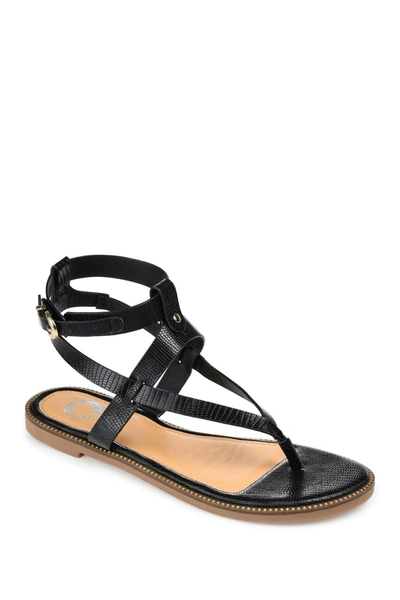 Journee Collection Tangie Lizard Embossed Thong Sandal In Black