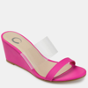 Journee Collection Women's Angelina Lucite Wedge Sandals Women's Shoes In Magenta
