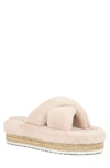 Olivia Miller Women's Morciano Furry Wedge Sandals Women's Shoes In Blush