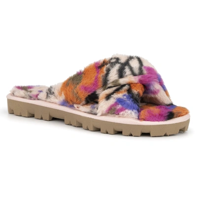 Olivia Miller Women's Belvedere Furry Slide Sandals Women's Shoes In Multi Color