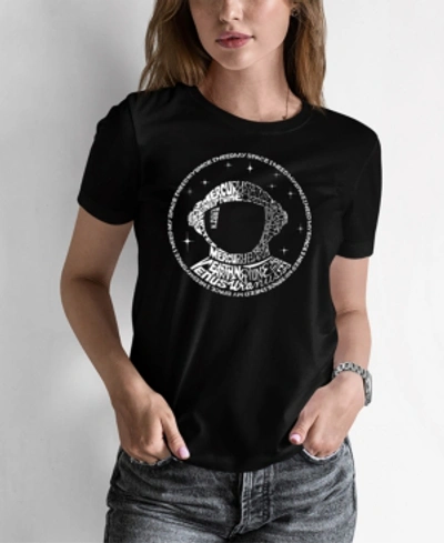 La Pop Art Women's Word Art I Need My Space Astronaut T-shirt In Black