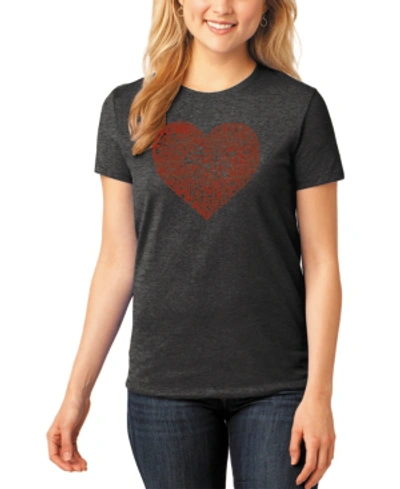 La Pop Art Women's Premium Blend Word Art Country Music Heart T-shirt In Black