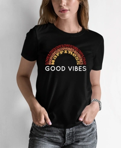 La Pop Art Women's Word Art Good Vibes T-shirt In Black