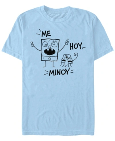 Fifth Sun Men's Doodlebob And Squid Short Sleeve Crew T-shirt In Baby Blue