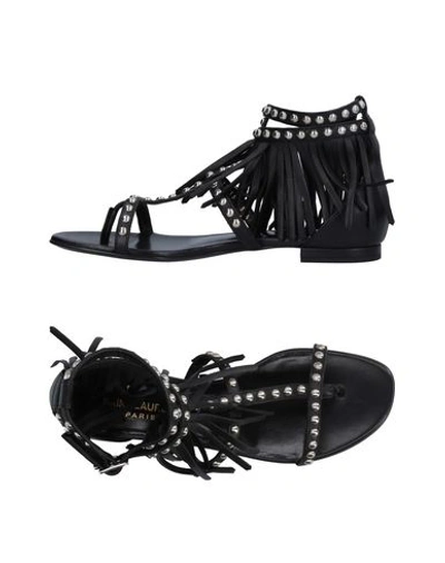 Saint Laurent Toe Strap Sandals In Black