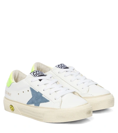 Golden Goose Kids' May皮革运动鞋 In White