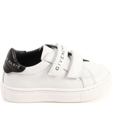 Givenchy Kids' Logo-print Touch-strap Sneakers In White