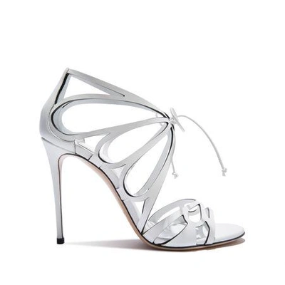 Casadei Cut-out Tie Sandals In White And Black