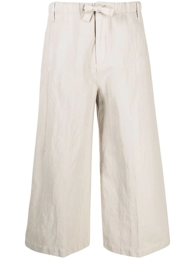 Closed Cropped Wide-leg Trousers In Beige