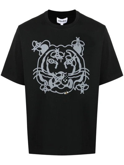 Kenzo Bee A Tiger Skate T-shirt In Black,grey