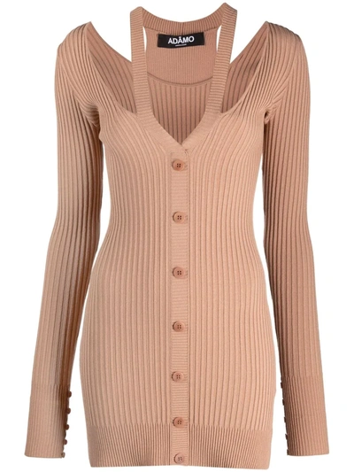 Adamo Ribbed Sweater With Cut Out Detail In Nude