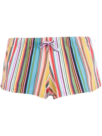 Paul Smith Striped Drawstring Shorts In Printed