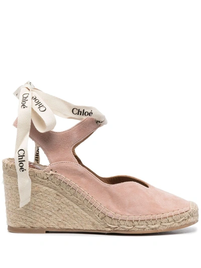 Chloé Ingrid Suede Espadrille Wedges In Pink