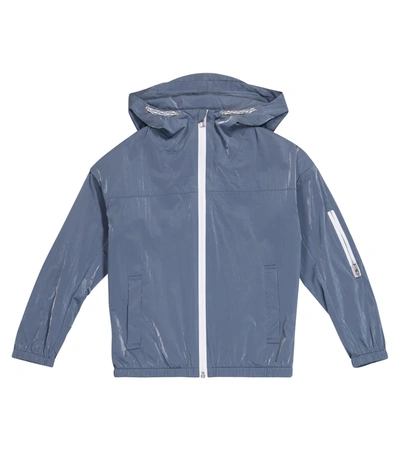 Emporio Armani Kids' Metallic Finish Zipped Hooded Jacket In Grey