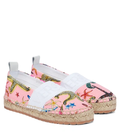 Versace Trésor De La Mer-print Cotton Espadrilles In Pink Multicolor