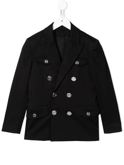 Balmain Kids' Double-breasted Tailored Blazer In Black