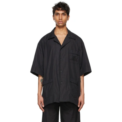 Balenciaga Pajama Short Sleeve Button-up Shirt In Black