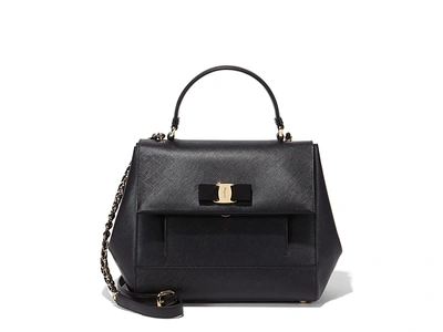 Ferragamo Medium Top Handle Vara Bag In Black