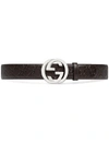 Gucci Gg Supreme Buckle Belt In Brown