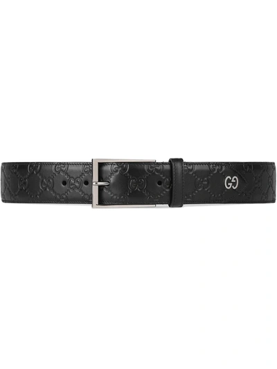 Gucci Signature Belt With Gg Detail In Black