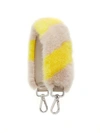 Fendi Strap You Mini Striped Fur Bag Strap In Yellow