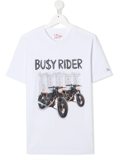 Mc2 Saint Barth Teen Busy Rifer Cotton T-shirt In White