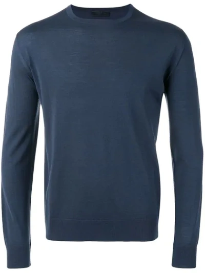 Prada Crew-neck Cashmere Sweater In Grey