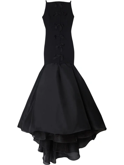Carolina Herrera Bow-embellished Fishtail Gown In Black