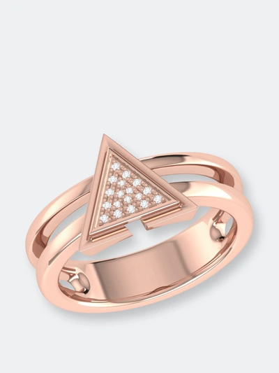 Luvmyjewelry On Point Triangle Diamond Ring In 14k Rose Gold Vermeil On Sterling Silver In Pink