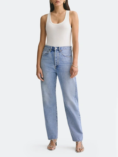Agolde 90's Crop Mid Rise Loose Fit Straight In Replica In Blue