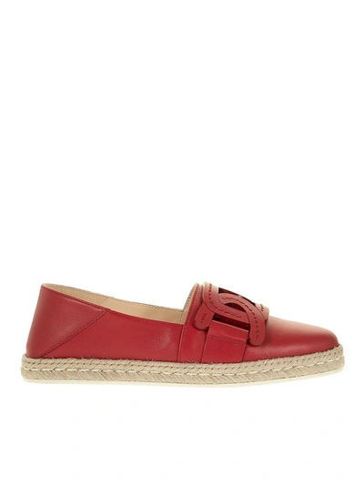 Tod's Flat Espadrilles In Red