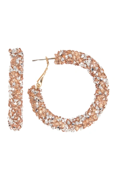 Melrose And Market Gold-tone 30mm Crystal Hoop Earring In Rose- Gold