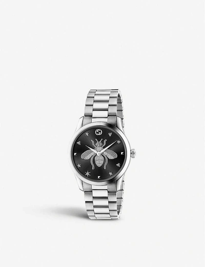 Gucci Ya1264136 G-timeless Stainless Steel Watch In Black