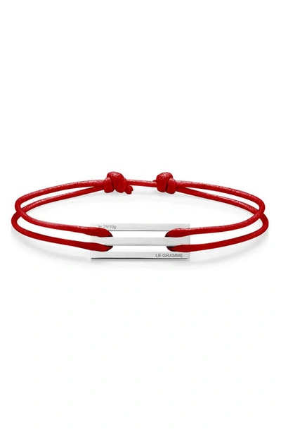 Le Gramme 2.5g Sterling Silver Cord Bracelet In Red