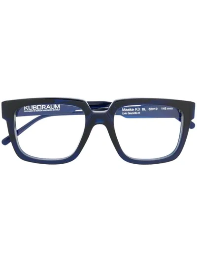 Kuboraum Square Frame Patterned Glasses In Blue