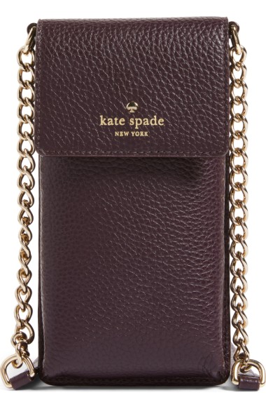 Kate Spade Leather Smartphone Crossbody Bag In Dark Mahogany | ModeSens