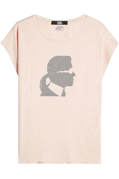 Karl Lagerfeld Embellished Karl Print T-shirt In Pink