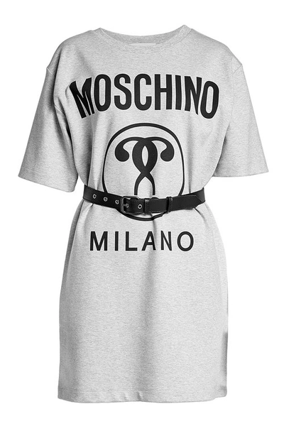 Moschino Cotton Sweatshirt Dress In Grey