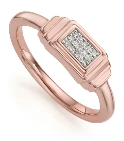 Monica Vinader Baja Deco Diamond Ring In Rose Gold/ Diamond
