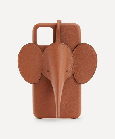 Loewe Elephant Leather Iphone 11 Case In Tan