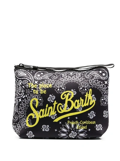 Mc2 Saint Barth Kids' Aline Logo-print Paisley Pouch In Black