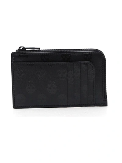 Alexander Mcqueen Skull Printed Cardholder In Black