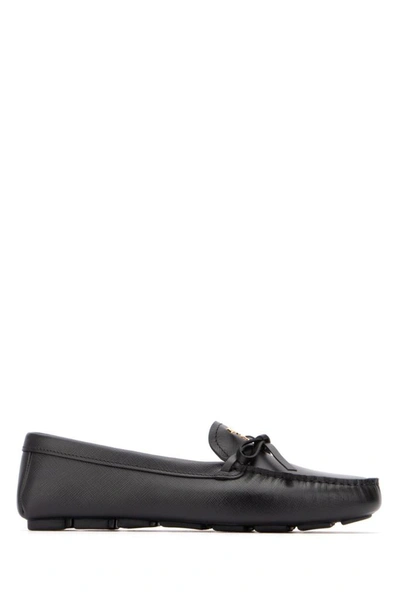 Prada Logo Plaque Loafers In Black